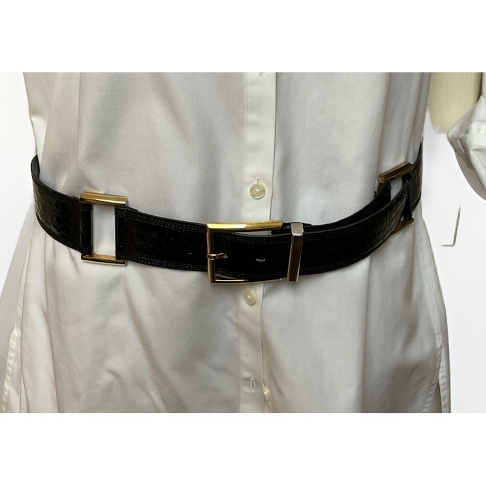 Bergdorf Goodman Crocodile Statement Belt Modular Rings Patent Wide Size 30